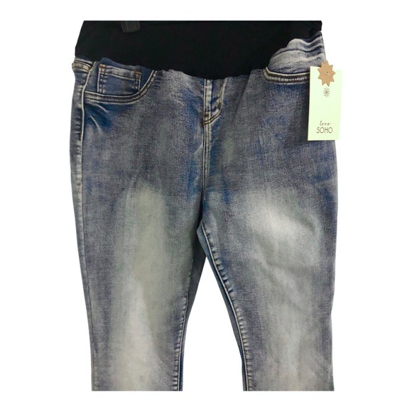 Blue washed faded look boot cut body shaping maternity jeans size large new - Picture 4 of 8